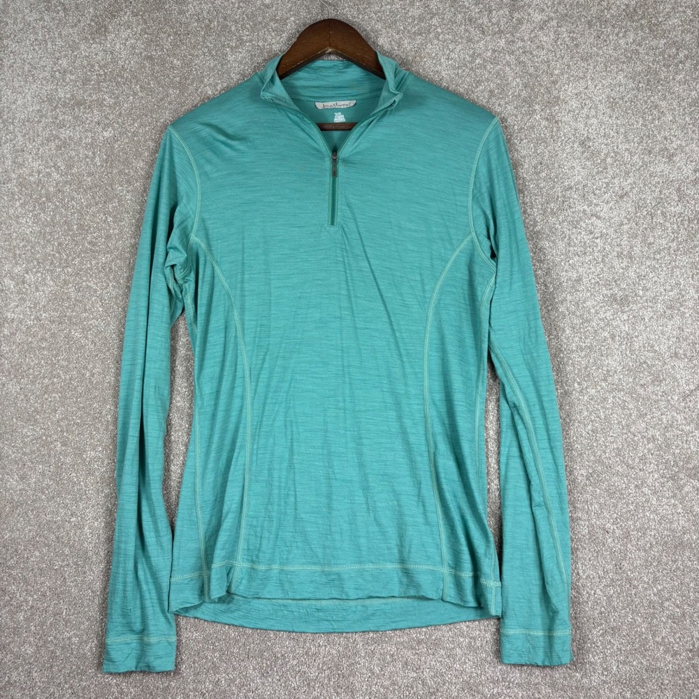 Smartwool Womens XL Merino Wool Quarter Zip Pullover Teal Heather Base Layer